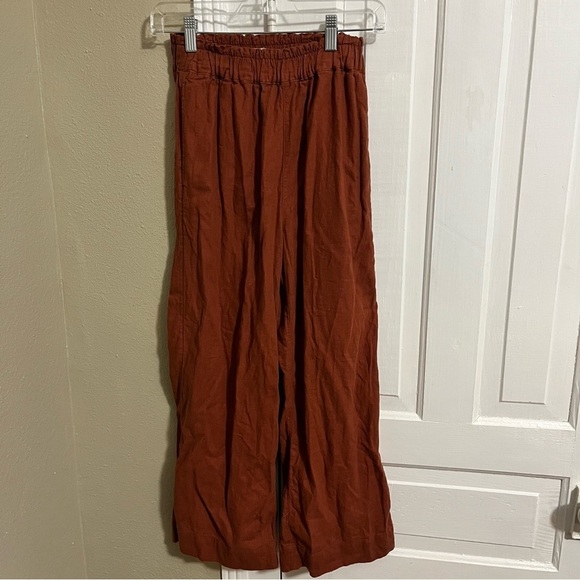Abercrombie & Fitch Rust Brown Linen Blend Pull On Pants Small G2 - Picture 1 of 8